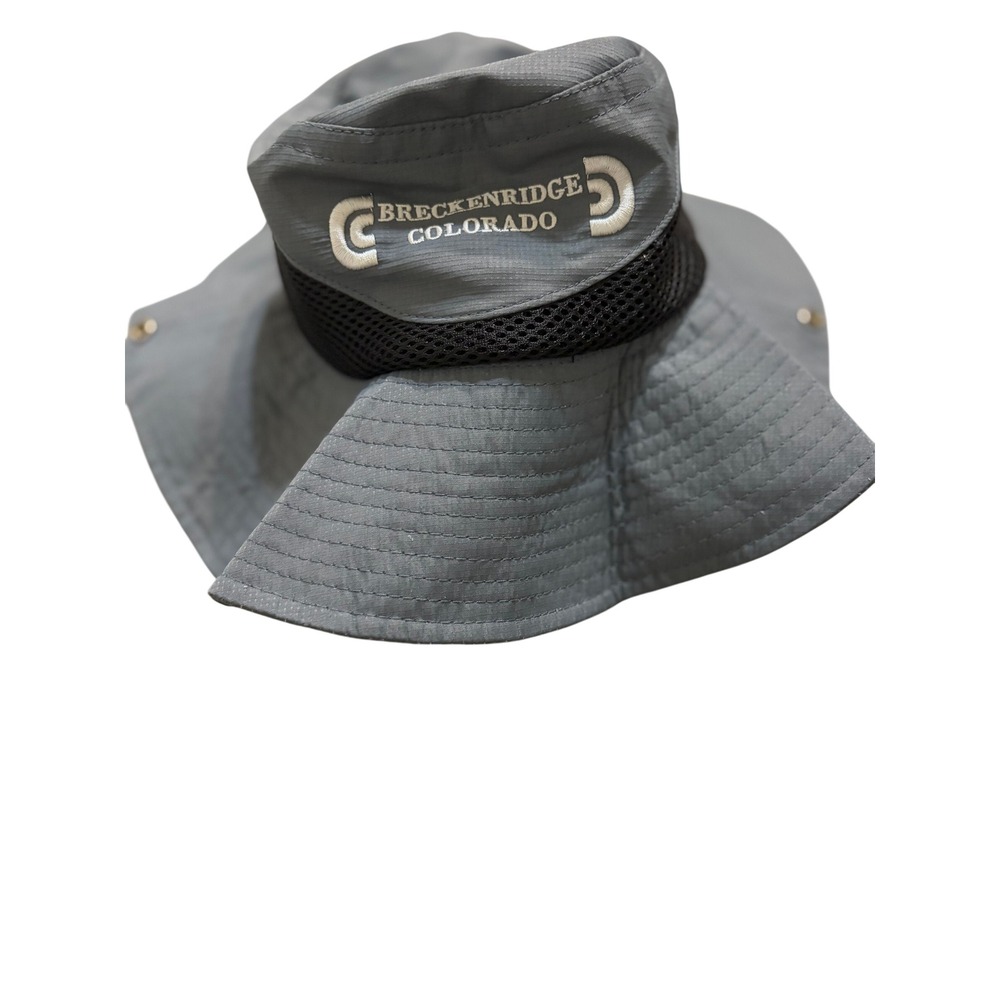 Breckenridge Colorado Gray Ripstop Mesh Sun Hat Boonie Hiking Fishing Bucket Hat